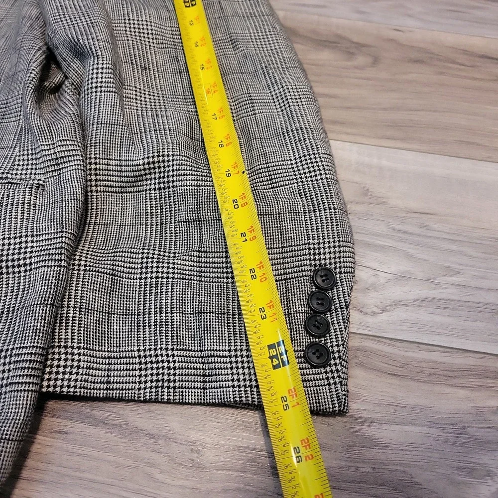 Oak Hill Blazer Men 4XL 58R/60R Gray Glen Plaid Linen Blend Double Vent Big Tall